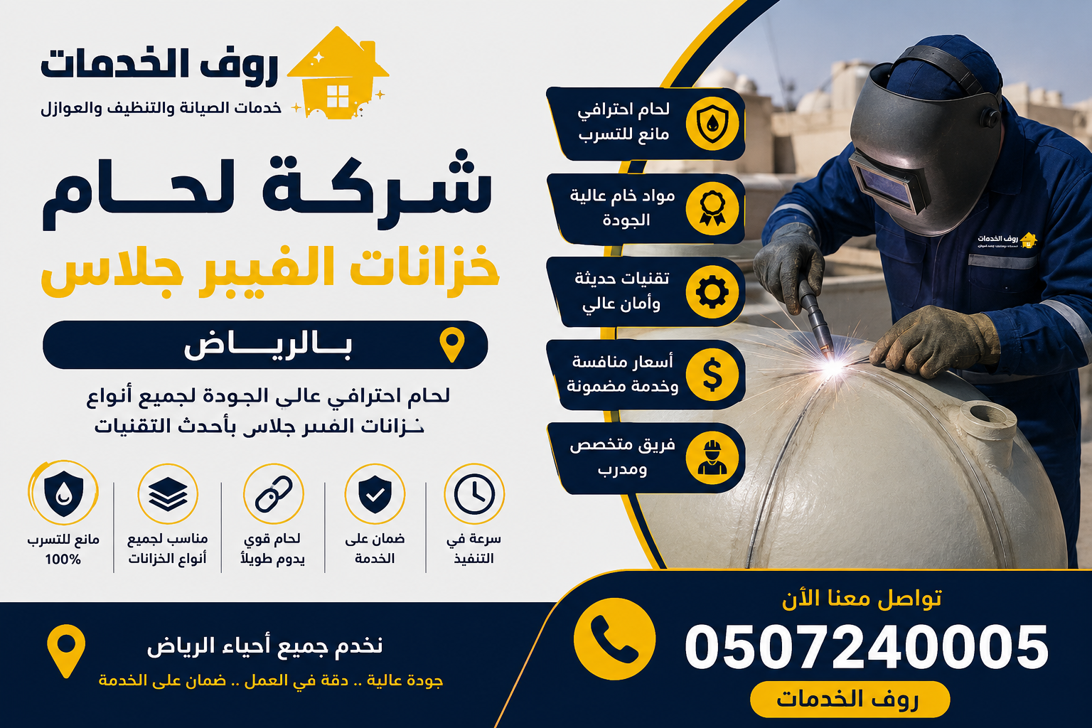 شركة لحام خزانات الفيبر جلاس بالرياض